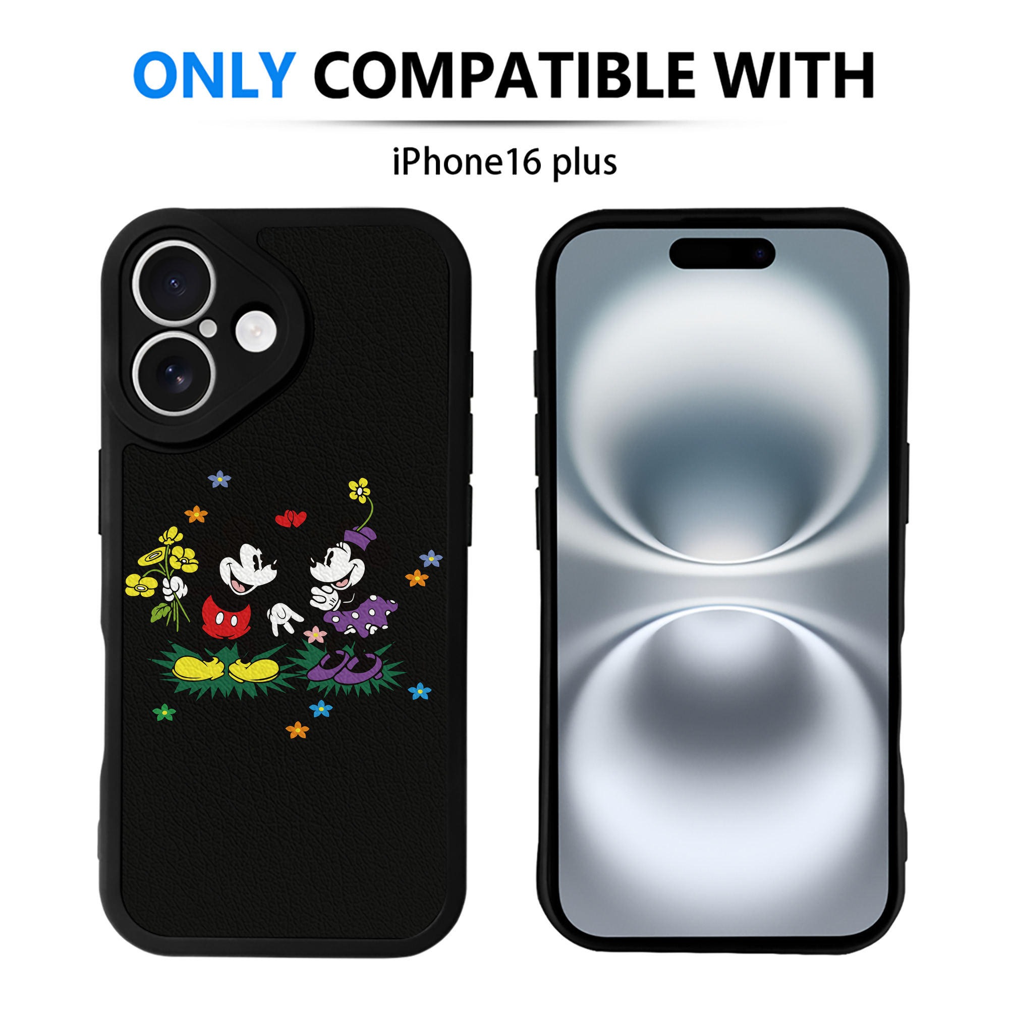 （画像用） ミッキーマウス Mickey Mouse 【iPhone 16シリーズ対応】シリコンスマホケース（レザー調） 材質：シリコン
